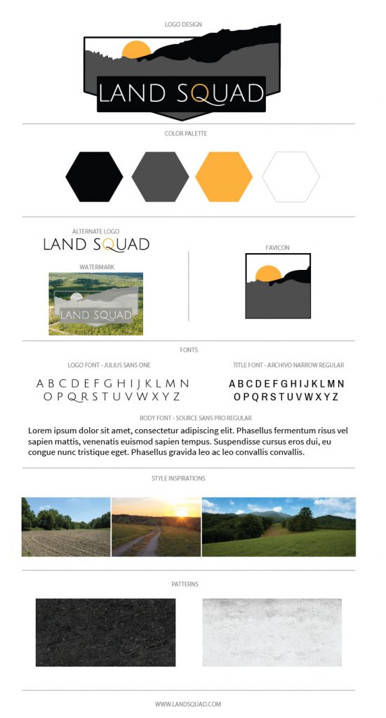 A custom branding board for Land Squad